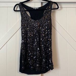 Charlotte Russe Black Beaded Racerback Tank